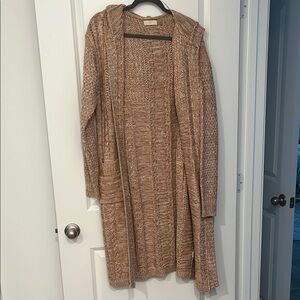 NWT Women's Tan Hooded Sweater Cardigan